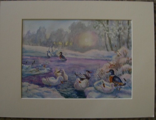 Aquarell enten im winter - im,