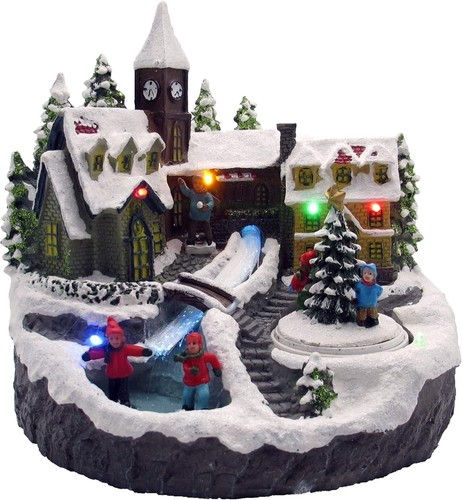 Led winterdorf mit bachlauf - winterdorf,